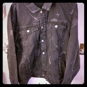 Goth black jean jacket